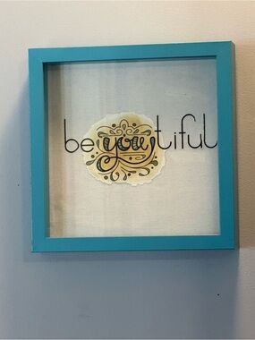Turquoise Framed "beYOUtiful" Motivational Wall Art